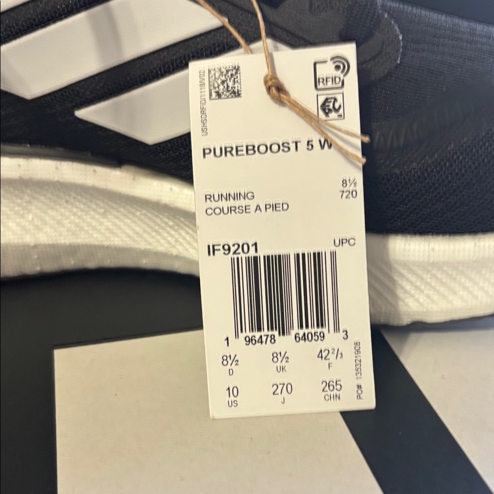 Adidas Women’s Black and White Sneakers PureBoost 5 - Picture 2 of 7